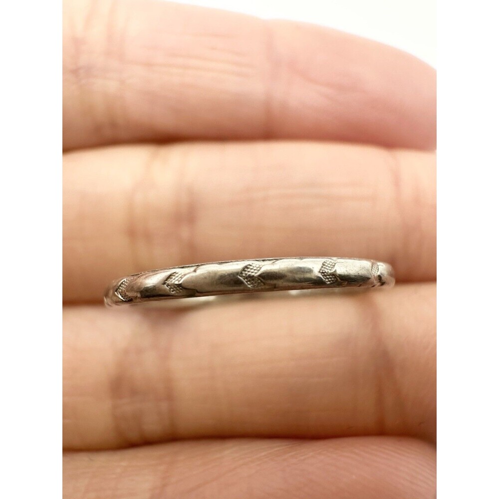 Vtg Antique 18K White Gold Orange Blossom Wedding Band Ring Size 5.5